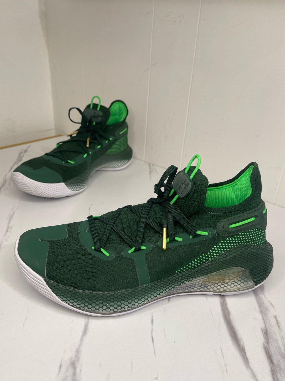 Under Armour Curry 6 Team Forest Green White Basketball Shoes Men’s Size 10